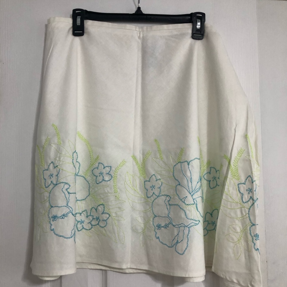 Vintage NWT George linen‎ rayon 90s Y2K floral embroidered skirt New size 18